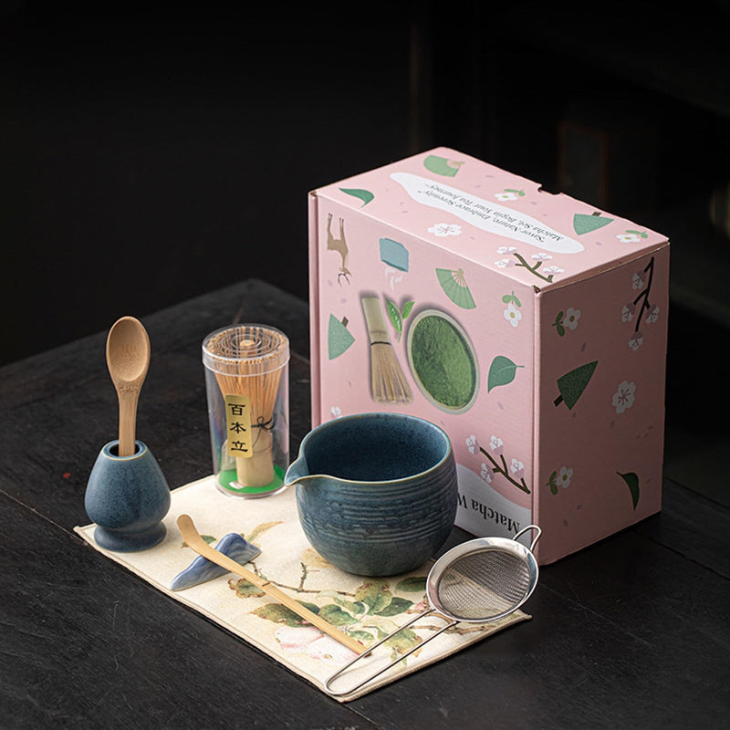 JIKANNOYA 抹茶セット 抹茶 セット 自宅用 茶道具 初心者 お点前セット 抹茶 陶器 抹茶茶碗 茶杓 茶杓立て 茶せん 百本立 茶筅立て くせ直し 綿茶巾 抹茶篩 茶道セット matcha set for beginners お手入れも簡単 母の日 父の日 誕生日 贈り物 おしゃれ 8点セット CJ229