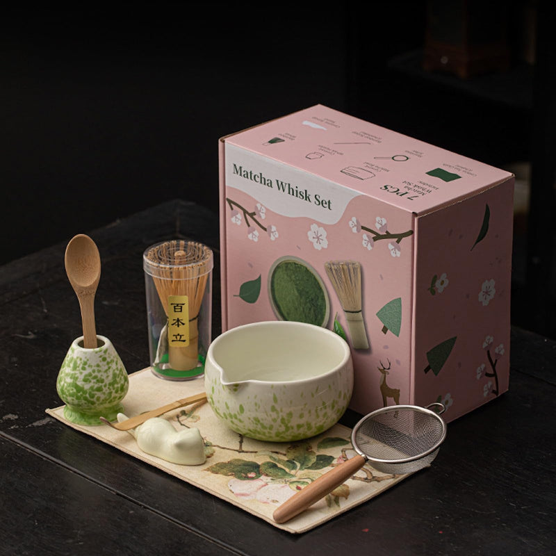 JIKANNOYA 抹茶セット 抹茶 セット 自宅用 茶道具 初心者 お点前セット 抹茶 陶器 抹茶茶碗 茶杓 茶杓立て 茶せん 百本立 茶筅立て くせ直し 茶道セット matcha set for beginners お手入れも簡単 母の日 父の日 誕生日 贈り物 おしゃれ CJ212