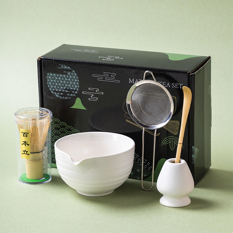 JIKANNOYA 抹茶セット 自宅用 抹茶 セット 茶道具 初心者 お点前セット 抹茶 陶器 抹茶茶碗 注ぎ口付き 茶杓 茶杓立て 茶せん 百本立 茶筅立て くせ直し 綿茶巾 抹茶篩 茶道セット matcha set for beginners お手入れも簡単 母の日 父の日 誕生日 贈り物 おしゃれ 500ml AQCJ69