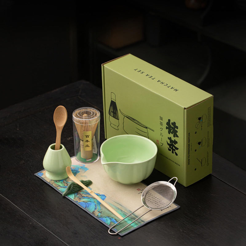 JIKANNOYA 抹茶セット 抹茶 セット 自宅用 茶道具 初心者 お点前セット 抹茶 陶器 抹茶茶碗 茶杓 茶杓立て 茶せん 百本立 茶筅立て くせ直し 綿茶巾 抹茶篩 茶道セット matcha set for beginners お手入れも簡単 母の日 父の日 誕生日 贈り物 おしゃれ CJ201
