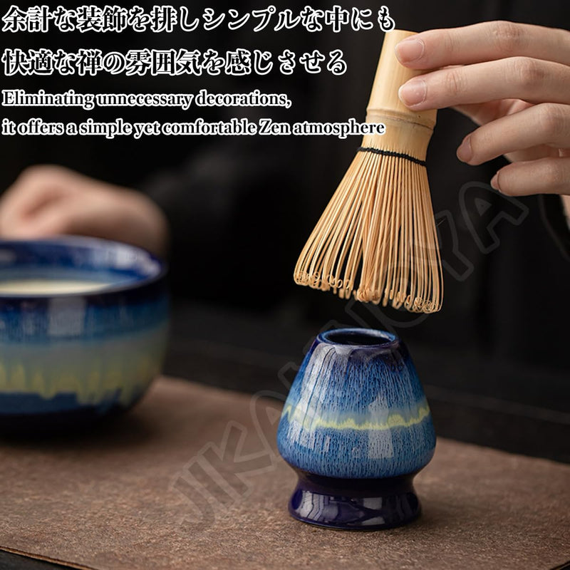 JIKANNOYA 抹茶 セット 抹茶セット 自宅用 茶道具 初心者 お点前セット 抹茶 陶器 抹茶茶碗 茶杓 茶杓立て 茶せん 百本立 茶筅立て くせ直し 綿茶巾 抹茶篩 茶道セット matcha set for beginners お手入れも簡単 母の日 父の日 誕生日 贈り物セット おしゃれ 500ml AQCJ80