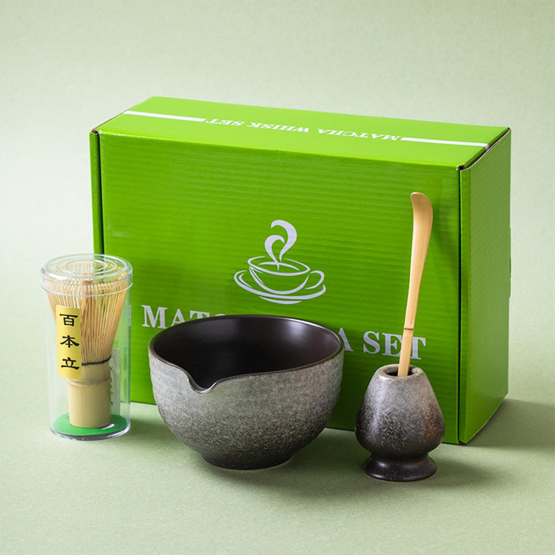 JIKANNOYA 抹茶セット 自宅用 抹茶 セット 茶道具 初心者 お点前セット 抹茶 陶器 抹茶茶碗 注ぎ口付き 茶杓 茶杓立て 茶せん 百本立 茶筅立て くせ直し 綿茶巾 抹茶篩 茶道セット matcha set for beginners お手入れも簡単 母の日 父の日 誕生日 贈り物 おしゃれ 500ml AQCJ67