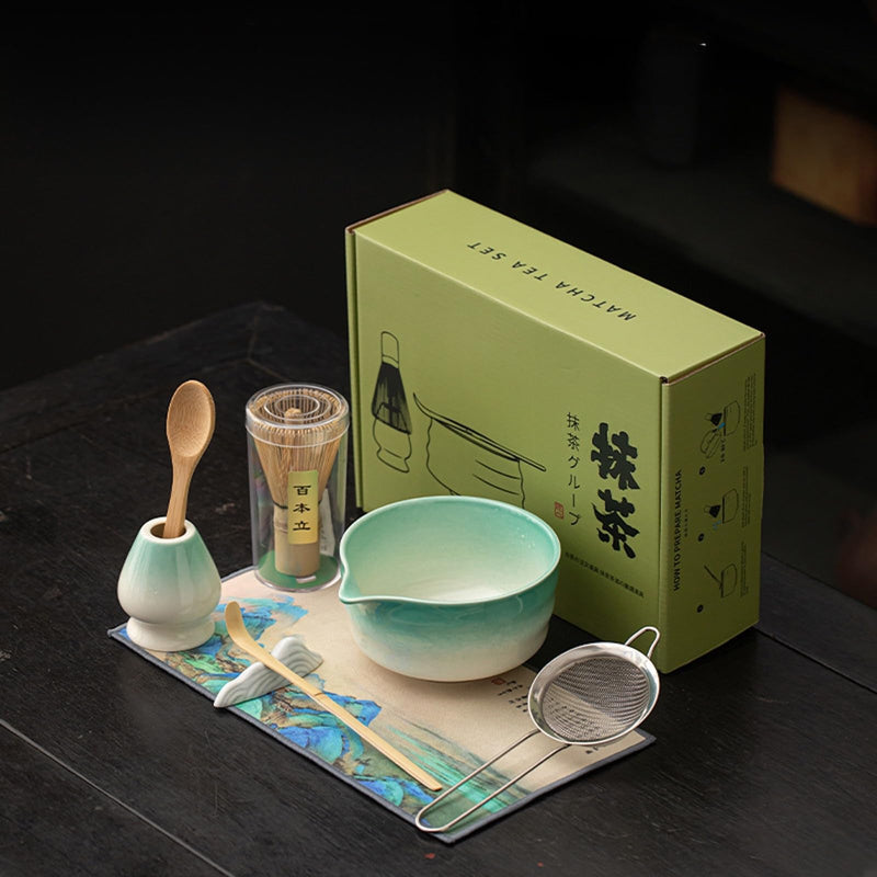 JIKANNOYA 抹茶セット 抹茶 セット 自宅用 茶道具 初心者 お点前セット 抹茶 陶器 抹茶茶碗 茶杓 茶杓立て 茶せん 百本立 茶筅立て くせ直し 綿茶巾 抹茶篩 茶道セット matcha set for beginners お手入れも簡単 母の日 父の日 誕生日 贈り物 おしゃれ CJ199