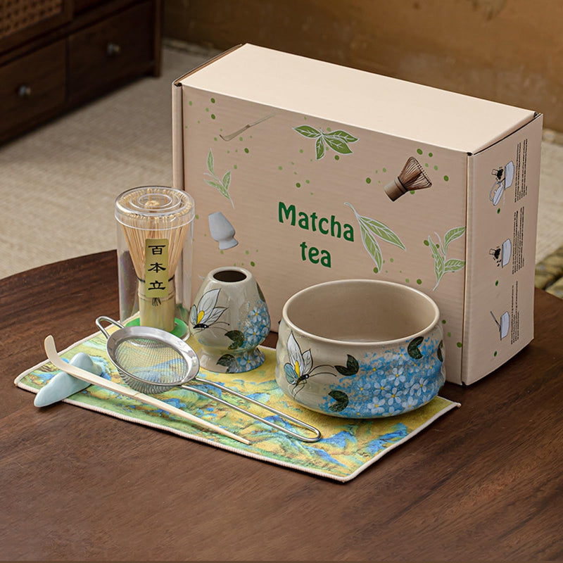 JIKANNOYA 抹茶セット 自宅用 抹茶 セット 茶道具 初心者 お点前セット 抹茶 陶器 抹茶茶碗 注ぎ口付き 茶杓 茶杓立て 茶せん 百本立 茶筅立て くせ直し 綿茶巾 抹茶篩 茶道セット matcha set for beginners お手入れも簡単 母の日 父の日 誕生日 贈り物 おしゃれ 600ml AQCJ97