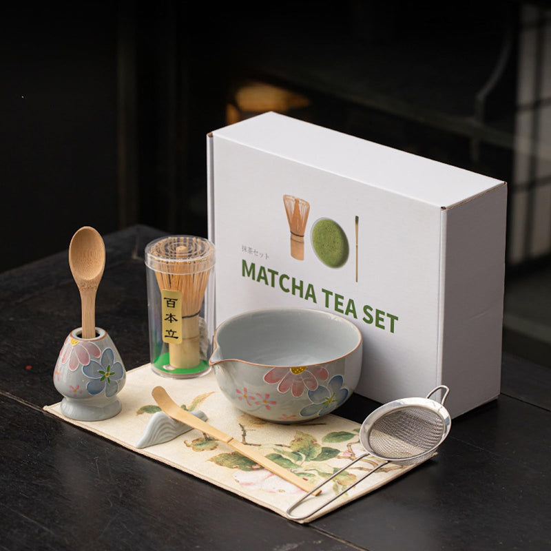 JIKANNOYA 抹茶セット 抹茶 セット 自宅用 茶道具 初心者 お点前セット 抹茶 陶器 抹茶茶碗 茶杓 茶杓立て 茶せん 百本立 茶筅立て くせ直し 綿茶巾 抹茶篩 茶道セット matcha set for beginners お手入れも簡単 母の日 父の日 誕生日 贈り物 おしゃれ CJ203