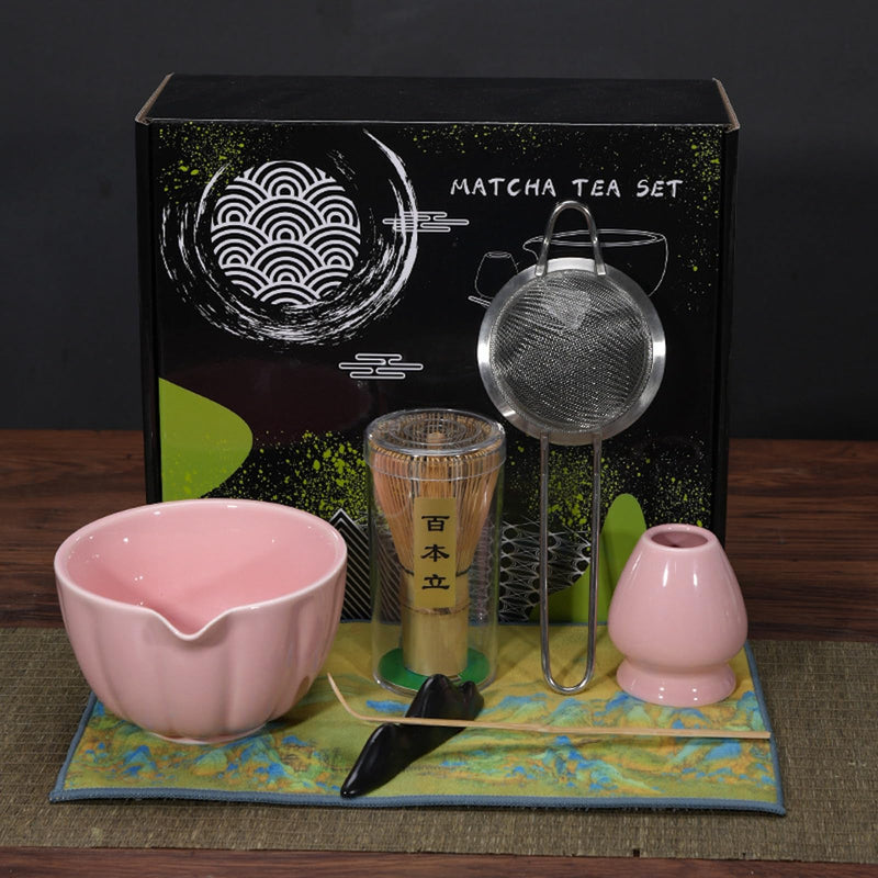 JIKANNOYA 抹茶セット 茶道具 初心者 抹茶 セット お点前セット 陶器 抹茶 抹茶茶碗 茶杓 茶杓立て 茶せん 百本立 茶筅立て くせ直し 綿茶巾 抹茶篩 茶道セット matcha set for beginners お手入れも簡単 母の日 父の日 誕生日 贈り物セット 420ml AQCJ42