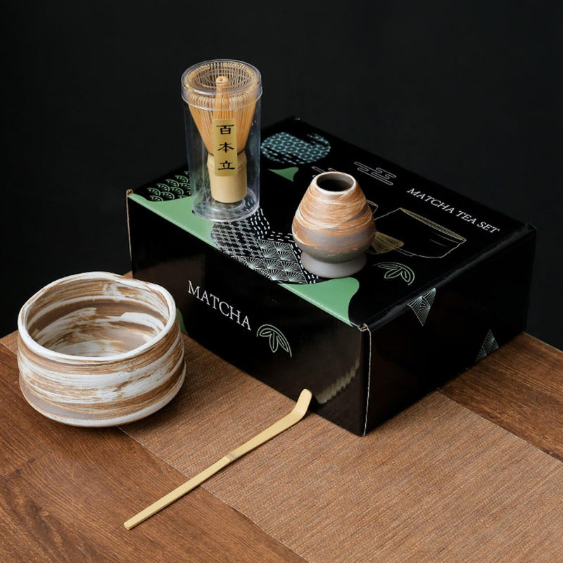 JIKANNOYA 抹茶セット お点前セット 7点セット 茶道具 セット 茶杓 茶筅 茶せん 百本立 茶筅立て くせ直し 抹茶篩 綿茶巾 陶器茶杓立て 初心者 お手入れも簡単 母の日 父の日 誕生日 贈り物 AQCJ09N