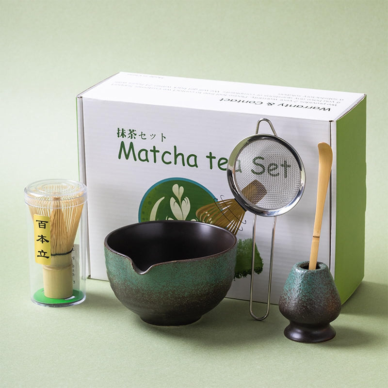JIKANNOYA 抹茶セット 自宅用 抹茶 セット 茶道具 初心者 お点前セット 抹茶 陶器 抹茶茶碗 注ぎ口付き 茶杓 茶杓立て 茶せん 百本立 茶筅立て くせ直し 綿茶巾 抹茶篩 茶道セット matcha set for beginners お手入れも簡単 母の日 父の日 誕生日 贈り物 おしゃれ 500ml AQCJ68
