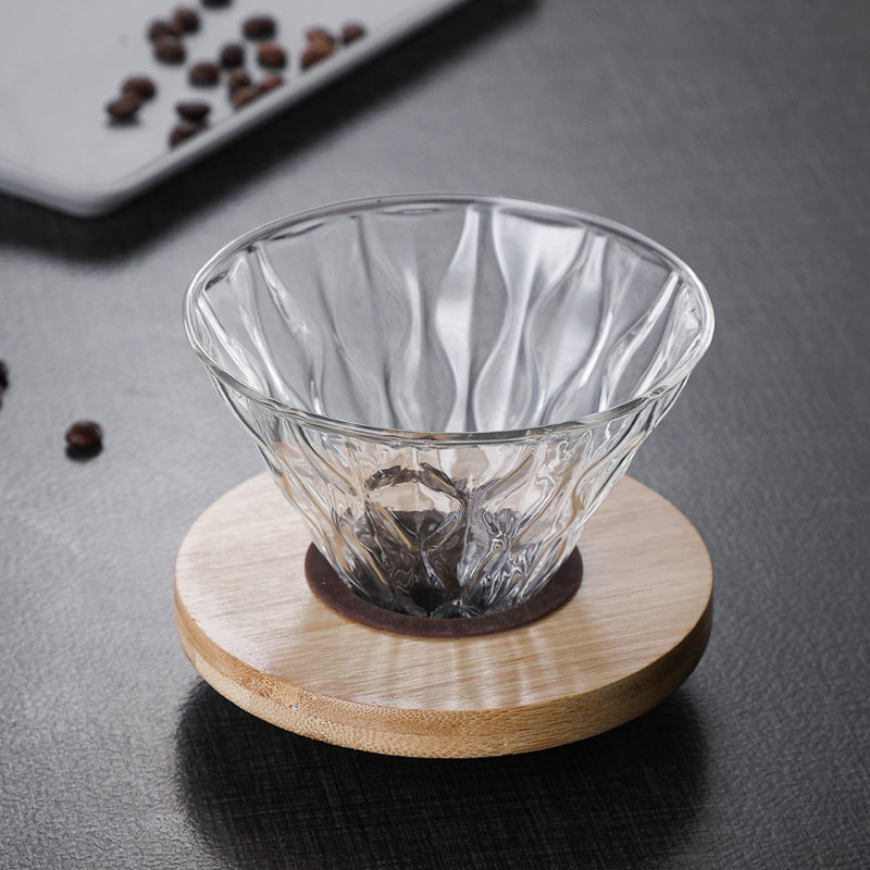JIKANNOYA コーヒードリッパー ハンドドリップセット コーヒーサーバー 割れない 高ホウ素シリカガラス材料 耐熱ガラス 直火対応 耐寒性 クルミ材 ドリッパー 透明 電子レンジ·食洗機対応 コーヒー用品 使いやすい 洗いやすい 多用途 家用 喫茶店 1~4杯用 500ml グレー