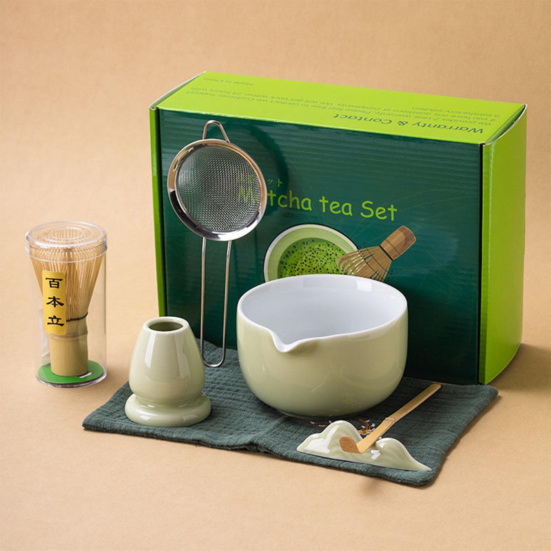 JIKANNOYA 抹茶セット 茶道具 初心者 抹茶 セット お点前セット 陶器 抹茶 抹茶茶碗 茶杓 茶杓立て 茶せん 百本立 茶筅立て くせ直し 綿茶巾 抹茶篩 茶道セット matcha set for beginners お手入れも簡単 母の日 父の日 誕生日 贈り物セット ギフトボックス包装 AQCJ47