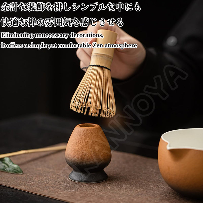 JIKANNOYA 抹茶 セット 抹茶セット 自宅用 茶道具 初心者 お点前セット 抹茶 陶器 抹茶茶碗 茶杓 茶杓立て 茶せん 百本立 茶筅立て くせ直し 綿茶巾 抹茶篩 茶道セット matcha set for beginners お手入れも簡単 母の日 父の日 誕生日 贈り物セット おしゃれ 550ml AQCJ79