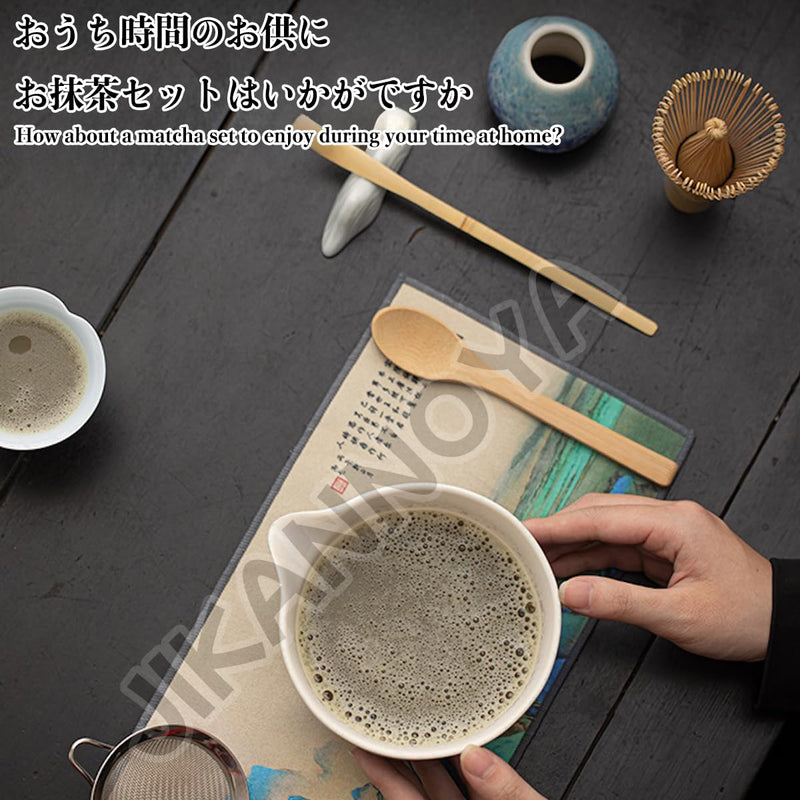 JIKANNOYA 抹茶セット 抹茶 セット 自宅用 茶道具 初心者 お点前セット 抹茶 陶器 抹茶茶碗 茶杓 茶杓立て 茶せん 百本立 茶筅立て くせ直し 綿茶巾 抹茶篩 茶道セット matcha set for beginners お手入れも簡単 母の日 父の日 誕生日 贈り物 おしゃれ 500ml AQCJ93