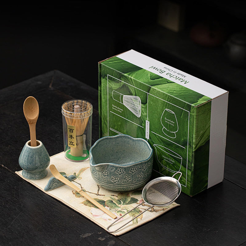 JIKANNOYA 抹茶セット 抹茶 セット 自宅用 茶道具 初心者 お点前セット 抹茶 陶器 抹茶茶碗 茶杓 茶杓立て 茶せん 百本立 茶筅立て くせ直し 綿茶巾 抹茶篩 茶道セット matcha set for beginners お手入れも簡単 母の日 父の日 誕生日 贈り物 おしゃれ 桜柄 CJ206