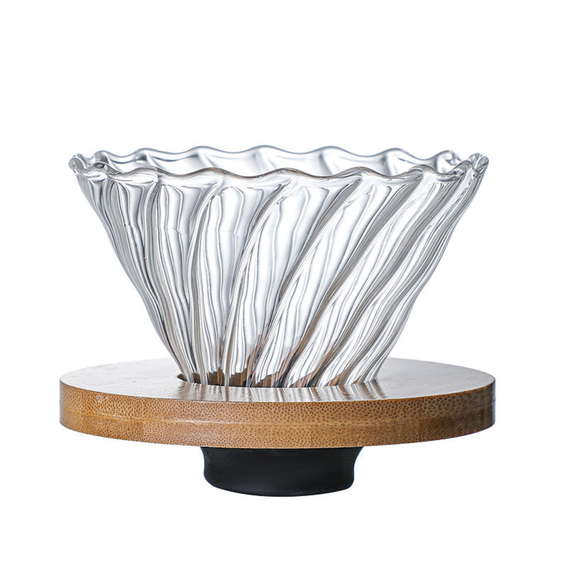JIKANNOYA コーヒードリッパー ハンドドリップセット コーヒーサーバー 割れない 高ホウ素シリカガラス材料 耐熱ガラス 直火対応 耐寒性 木材 ドリッパー 電子レンジ·食洗機対応 コーヒー用品 目盛り付き 洗いやすい 多用途 家用 喫茶店 1~4杯用 AQKF26