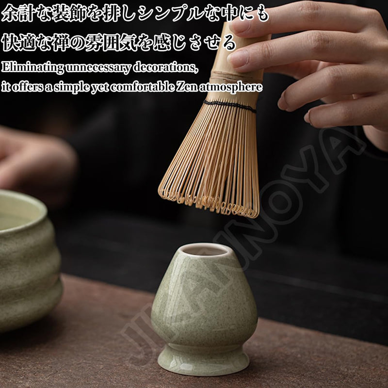 JIKANNOYA 抹茶セット 抹茶 セット 自宅用 茶道具 初心者 お点前セット 抹茶 陶器 抹茶茶碗 茶杓 茶せん 百本立 茶筅立て くせ直し 茶道セット matcha set for beginners お手入れも簡単 母の日 父の日 誕生日 贈り物 おしゃれ CJ217
