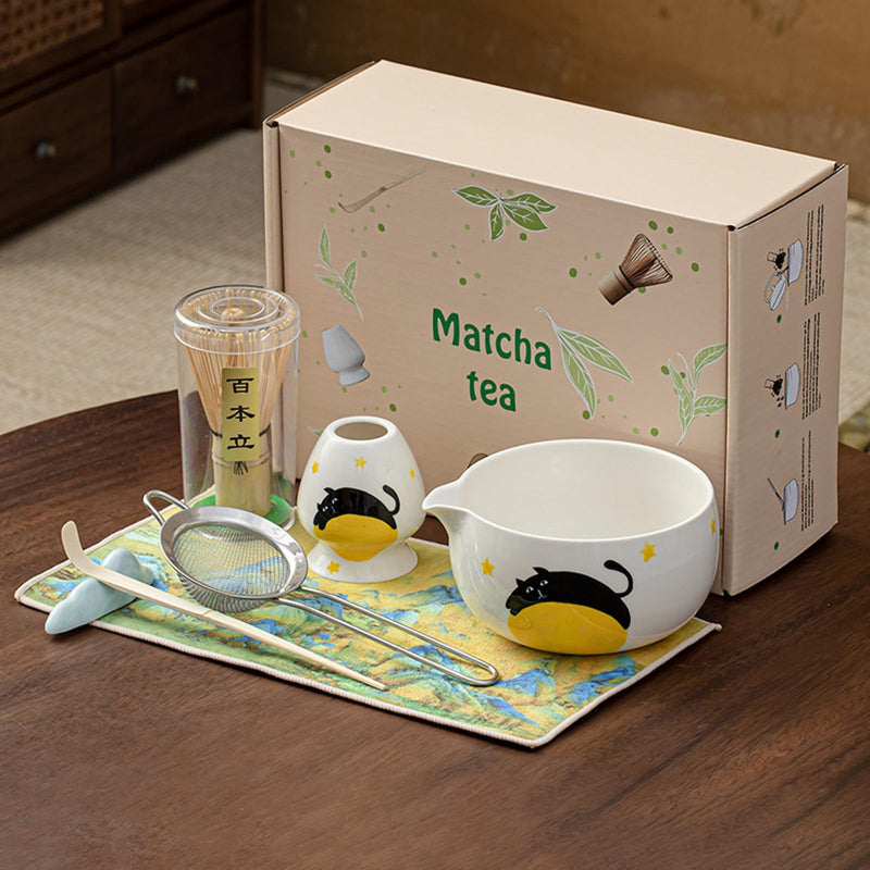 JIKANNOYA 抹茶セット 自宅用 抹茶 セット 茶道具 初心者 お点前セット 抹茶 陶器 抹茶茶碗 注ぎ口付き 茶杓 茶杓立て 茶せん 百本立 茶筅立て くせ直し 綿茶巾 抹茶篩 茶道セット matcha set for beginners お手入れも簡単 母の日 父の日 誕生日 贈り物 おしゃれ 600ml AQCJ97