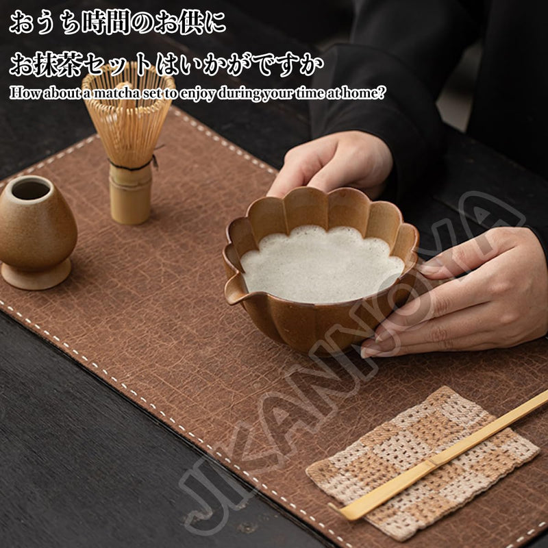 JIKANNOYA 抹茶セット 抹茶 セット 自宅用 茶道具 初心者 お点前セット 抹茶 陶器 抹茶茶碗 茶杓 茶杓立て 茶せん 百本立 茶筅立て くせ直し 綿茶巾 抹茶篩 茶道セット matcha set for beginners お手入れも簡単 母の日 父の日 誕生日 贈り物 おしゃれ 350ml AQCJ90