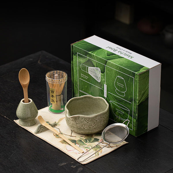 JIKANNOYA 抹茶セット 抹茶 セット 自宅用 茶道具 初心者 お点前セット 抹茶 陶器 抹茶茶碗 茶杓 茶杓立て 茶せん 百本立 茶筅立て くせ直し 綿茶巾 抹茶篩 茶道セット matcha set for beginners お手入れも簡単 母の日 父の日 誕生日 贈り物 おしゃれ 桜柄 CJ206