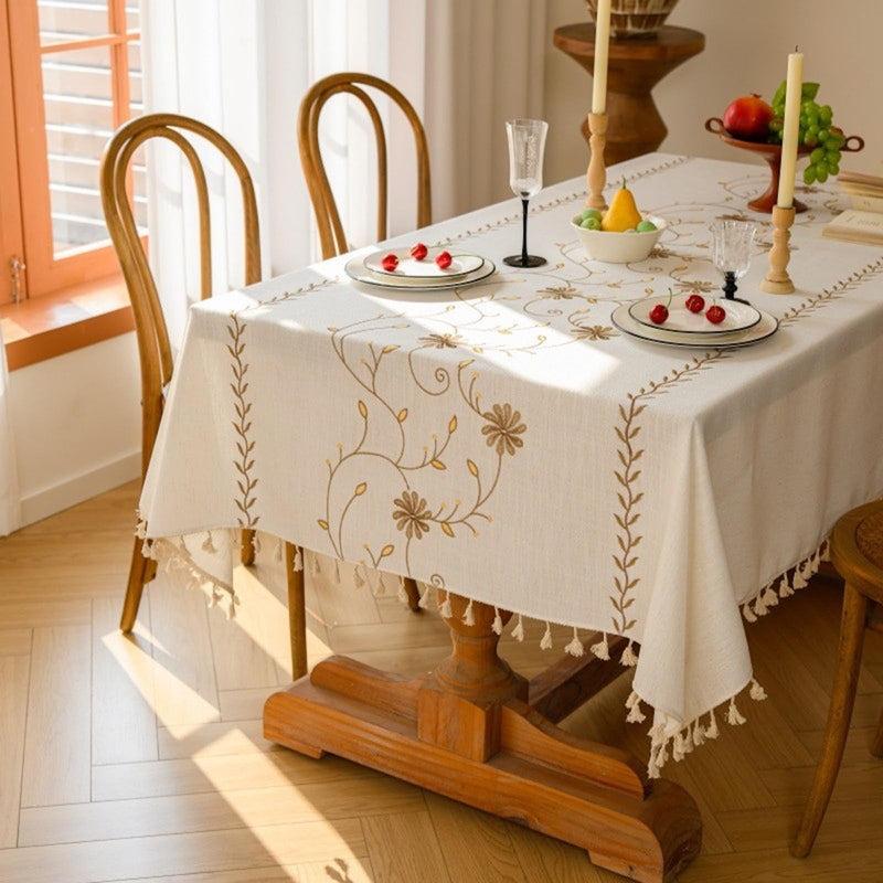 JIKANNOYA テーブルクロス 撥水 おしゃれ テーブルクロス- 長方形 花柄 北欧 テーブル table cloth for dining table 耐熱 防水 防油 汚れ防止 洗濯可能 お手入れ簡単 高級 リネン 長机用 家庭用 業務用 FSZB02