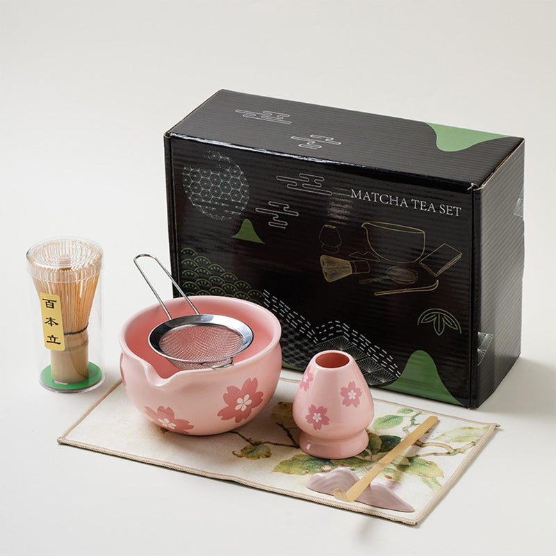 JIKANNOYA 抹茶セット 抹茶 セット 自宅用 茶道具 初心者 お点前セット 抹茶 陶器 抹茶茶碗 茶杓 茶杓立て 茶せん 百本立 茶筅立て くせ直し 綿茶巾 抹茶篩 茶道セット matcha set for beginners お手入れも簡単 母の日 父の日 誕生日 贈り物セット おしゃれ 500ml AQCJ61