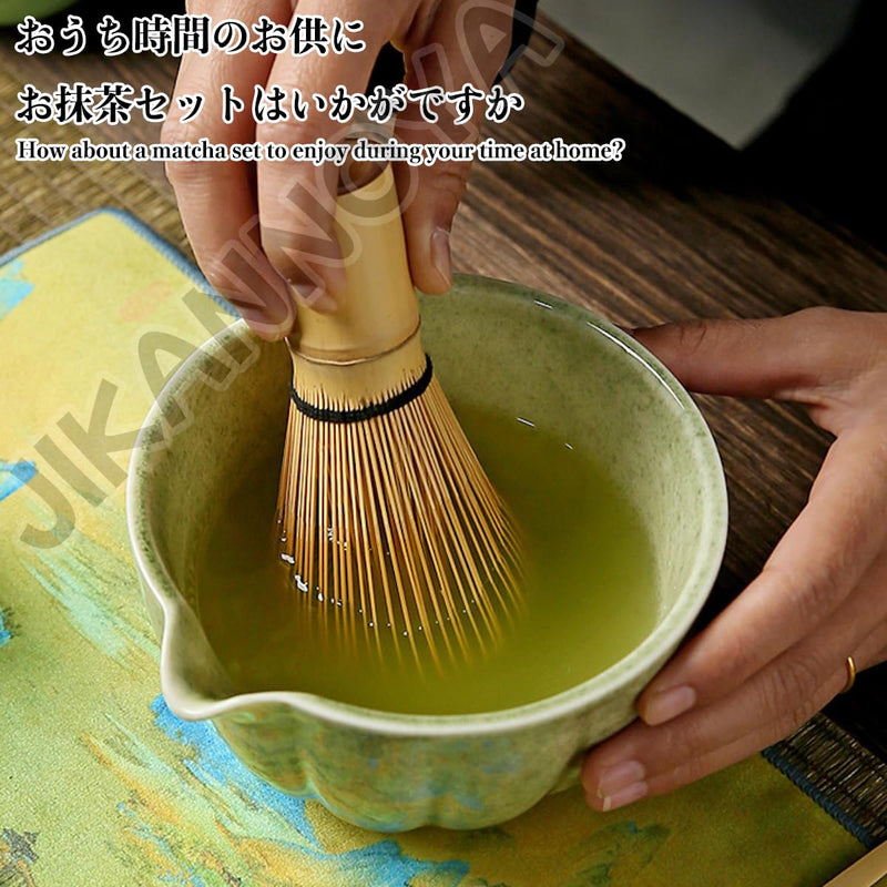 JIKANNOYA 抹茶セット 茶道具 初心者 抹茶 セット お点前セット 陶器 抹茶 抹茶茶碗 茶杓 茶杓立て 茶せん 百本立 茶筅立て くせ直し 綿茶巾 抹茶篩 茶道セット matcha set for beginners お手入れも簡単 母の日 父の日 誕生日 贈り物セット 420ml AQCJ42