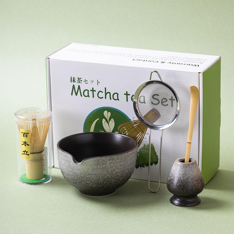 JIKANNOYA 抹茶セット 自宅用 抹茶 セット 茶道具 初心者 お点前セット 抹茶 陶器 抹茶茶碗 注ぎ口付き 茶杓 茶杓立て 茶せん 百本立 茶筅立て くせ直し 綿茶巾 抹茶篩 茶道セット matcha set for beginners お手入れも簡単 母の日 父の日 誕生日 贈り物 おしゃれ 500ml AQCJ68