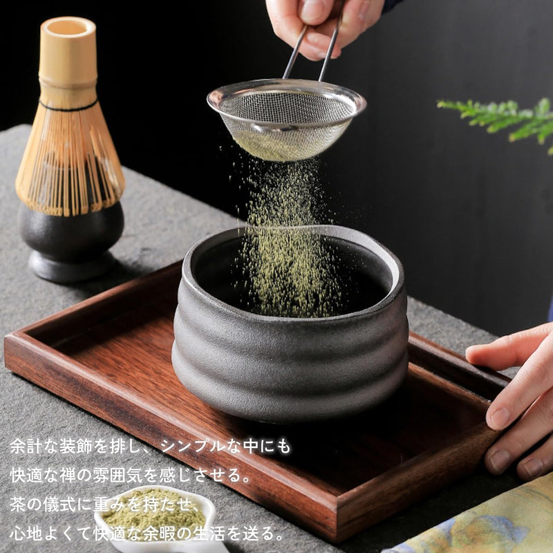 JIKANNOYA 抹茶セット お点前セット 7点セット 茶道具 セット 茶杓 茶筅 茶せん 百本立 茶筅立て くせ直し 抹茶篩 綿茶巾 陶器茶杓立て 初心者 お手入れも簡単 母の日 父の日 誕生日 贈り物 AQCJ09N