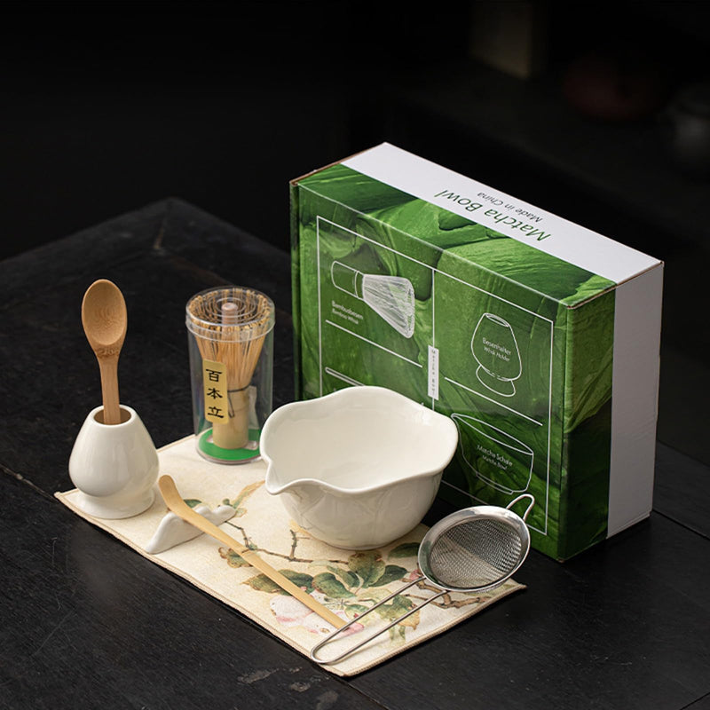 JIKANNOYA 抹茶セット 抹茶 セット 自宅用 茶道具 初心者 お点前セット 抹茶 陶器 抹茶茶碗 茶杓 茶杓立て 茶せん 百本立 茶筅立て くせ直し 綿茶巾 抹茶篩 茶道セット matcha set for beginners お手入れも簡単 母の日 父の日 誕生日 贈り物 おしゃれ 蓮 CJ207