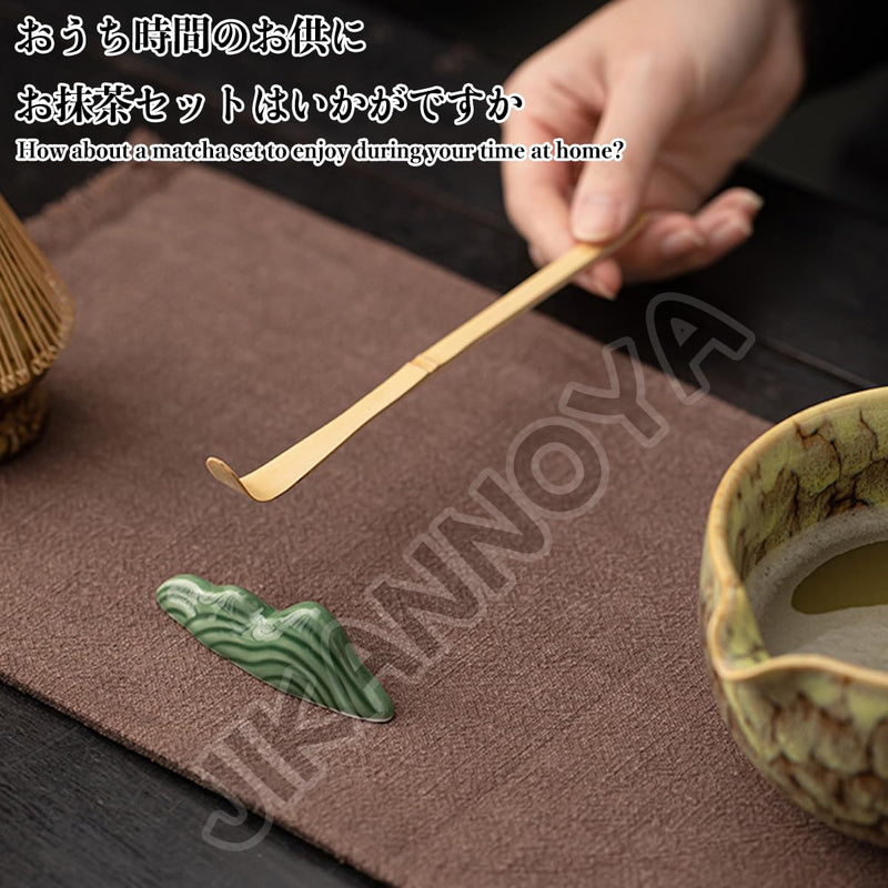 JIKANNOYA 抹茶 セット 抹茶セット 自宅用 茶道具 初心者 お点前セット 抹茶 陶器 抹茶茶碗 茶杓 茶杓立て 茶せん 百本立 茶筅立て くせ直し 綿茶巾 抹茶篩 茶道セット matcha set for beginners お手入れも簡単 母の日 父の日 誕生日 贈り物セット おしゃれ 500ml AQCJ81