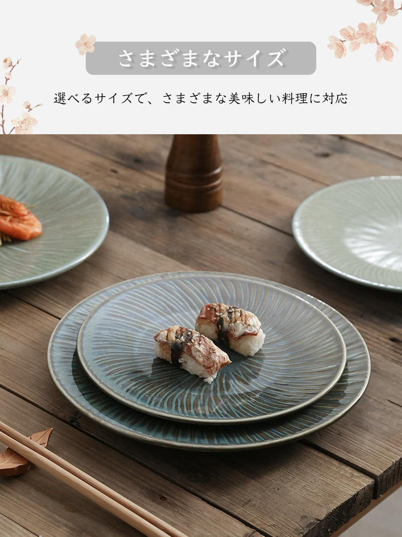 JIKANNOYA 皿 丸皿 焼物皿 ケーキ皿 パスタ皿 プレート 焼き物皿 デザートプレート 取り皿 刺身皿 和食器 和皿 魚 お皿 食器 魚焼き器 dish 大皿 丸 陶器 陶盤 割れない 耐熱 電子レンジ 食洗機対応 和風 あじわい おしゃれ 業務用 レストラン 居酒屋 TCPYX10
