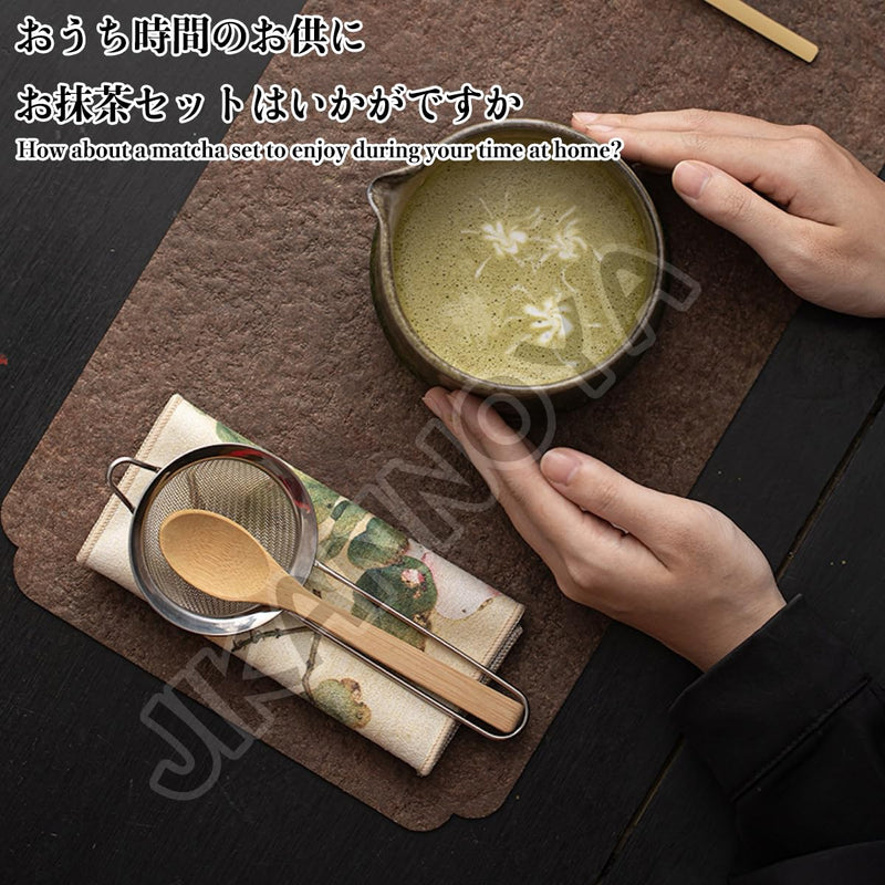 JIKANNOYA 抹茶 セット 抹茶セット 自宅用 茶道具 初心者 お点前セット 抹茶 陶器 抹茶茶碗 茶杓 茶杓立て 茶せん 百本立 茶筅立て くせ直し 綿茶巾 抹茶篩 茶道セット matcha set for beginners お手入れも簡単 母の日 父の日 誕生日 贈り物 おしゃれ AQCJ109