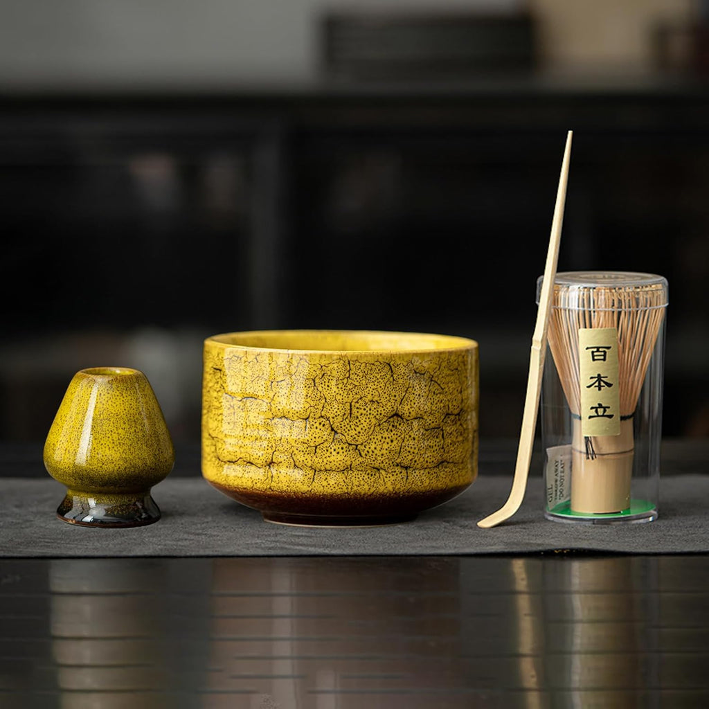 JIKANNOYA 茶道具 セット 抹茶セット お点前セット 4点セット 茶杓 茶筅 茶せん 百本立 茶筅立て くせ直し 初心者 抹茶スターター おうち時間グッズ お手入れも簡単 母の日 父の日 誕生日 贈り物 ブルー