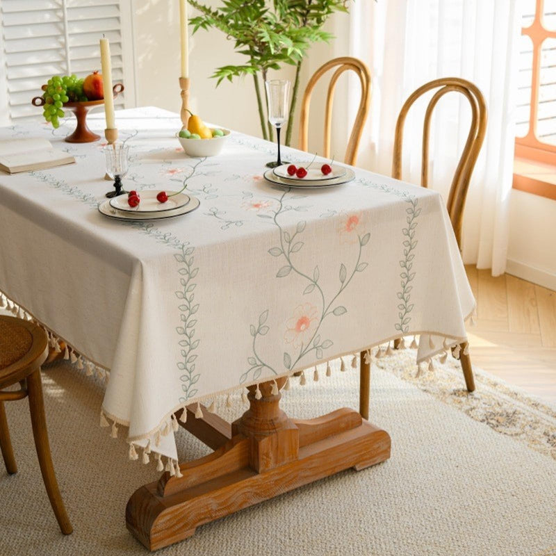 JIKANNOYA テーブルクロス 撥水 おしゃれ テーブルクロス- 長方形 花柄 北欧 テーブル table cloth for dining table 耐熱 防水 防油 汚れ防止 洗濯可能 お手入れ簡単 高級 リネン 長机用 家庭用 業務用 FSZB02