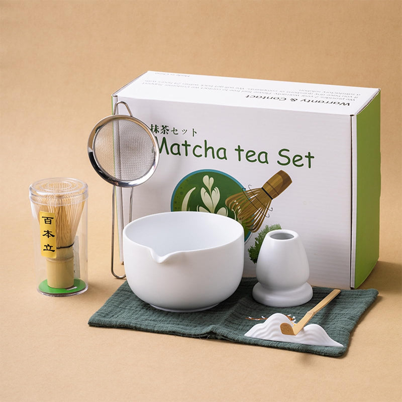 JIKANNOYA 抹茶セット 自宅用 茶道具 初心者 抹茶 セット お点前セット 陶器 抹茶 抹茶茶碗 茶杓 茶杓立て 茶せん 百本立 茶筅立て くせ直し 綿茶巾 抹茶篩 茶道セット matcha set for beginners お手入れも簡単 母の日 父の日 誕生日 贈り物セット ギフトボックス包装 AQCJ62