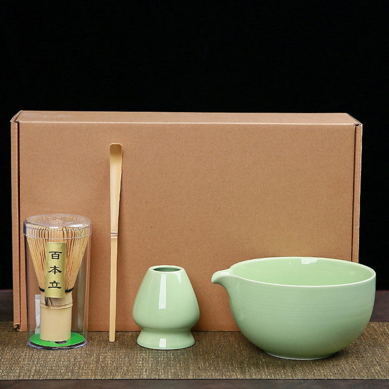 JIKANNOYA 茶道具 セット 抹茶セット お点前セット 4点セット 茶筅 茶せん 百本立 茶筅立て くせ直し 茶杓 初心者 抹茶スターター おうち時間グッズ お手入れも簡単 母の日 父の日 誕生日 贈り物