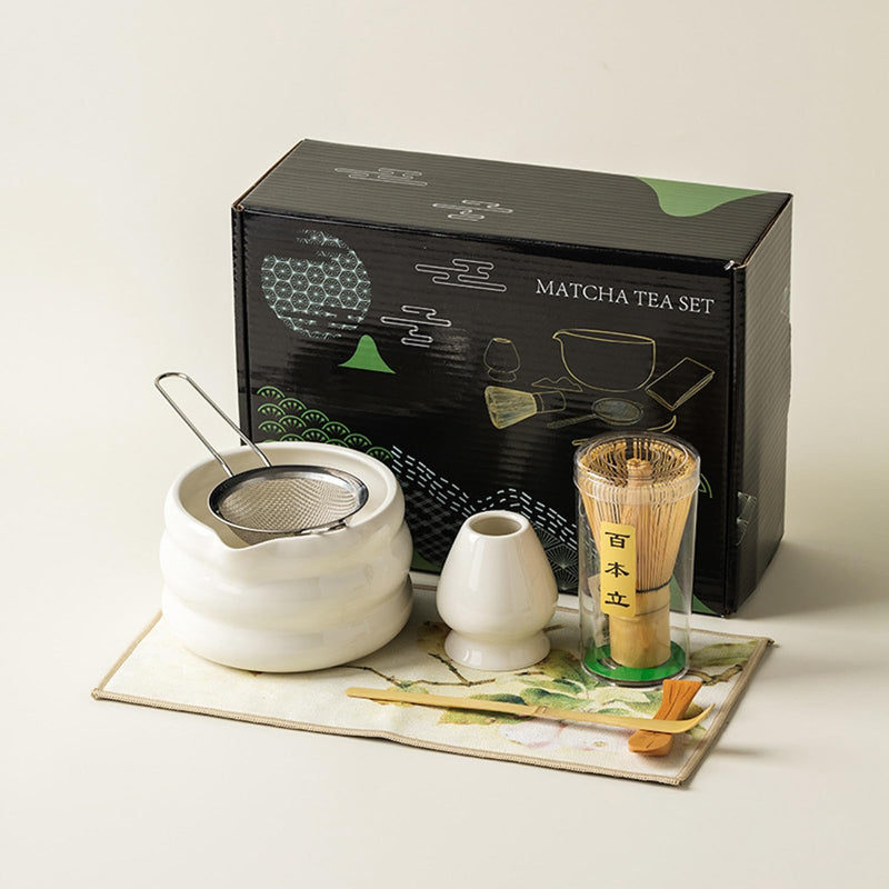 JIKANNOYA 抹茶セット 茶道具 初心者 抹茶 セット お点前セット 抹茶 陶器 抹茶茶碗 茶杓 茶杓立て 茶せん 百本立 茶筅立て くせ直し 綿茶巾 抹茶篩 茶道セット matcha set for beginners お手入れも簡単 母の日 父の日 誕生日 贈り物セット 500ml AQCJ38