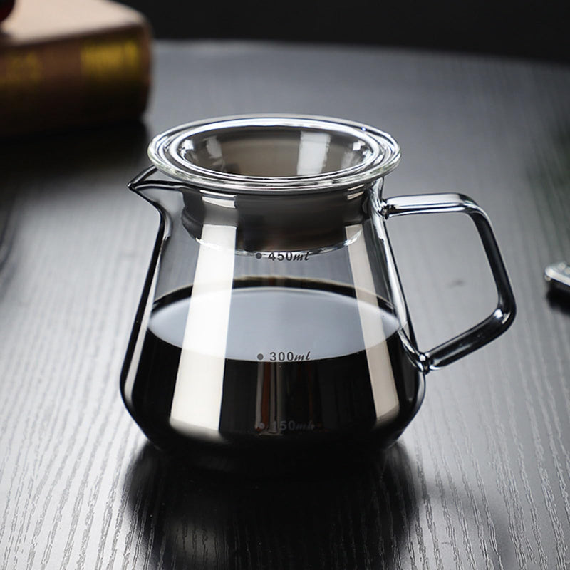 JIKANNOYA コーヒードリッパー ハンドドリップセット コーヒーサーバー 割れない コーヒー サーバー 高ホウ素シリカガラス材料 耐熱ガラス 直火対応 耐寒性 透明 蓋付き 電子レンジ·食洗機対応 目盛り付き コーヒー用品 使いやすい 洗いやすい 多用途 家用 喫茶店 AQKF31