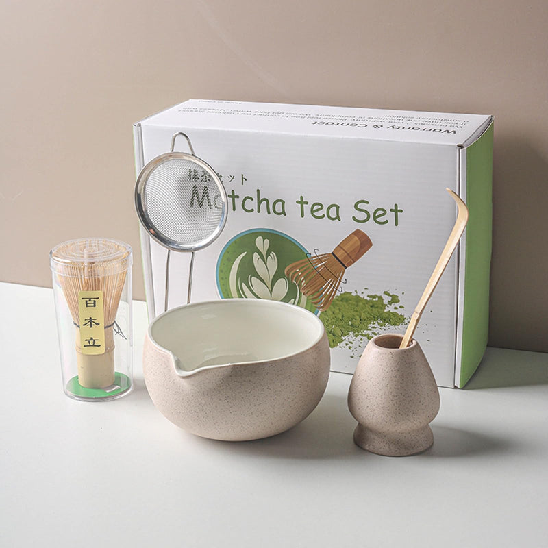 JIKANNOYA 抹茶セット 自宅用 抹茶 セット 茶道具 初心者 お点前セット 抹茶 陶器 抹茶茶碗 注ぎ口付き 茶杓 茶杓立て 茶せん 百本立 茶筅立て くせ直し 綿茶巾 抹茶篩 茶道セット matcha set for beginners お手入れも簡単 母の日 父の日 誕生日 贈り物 おしゃれ 500ml AQCJ66