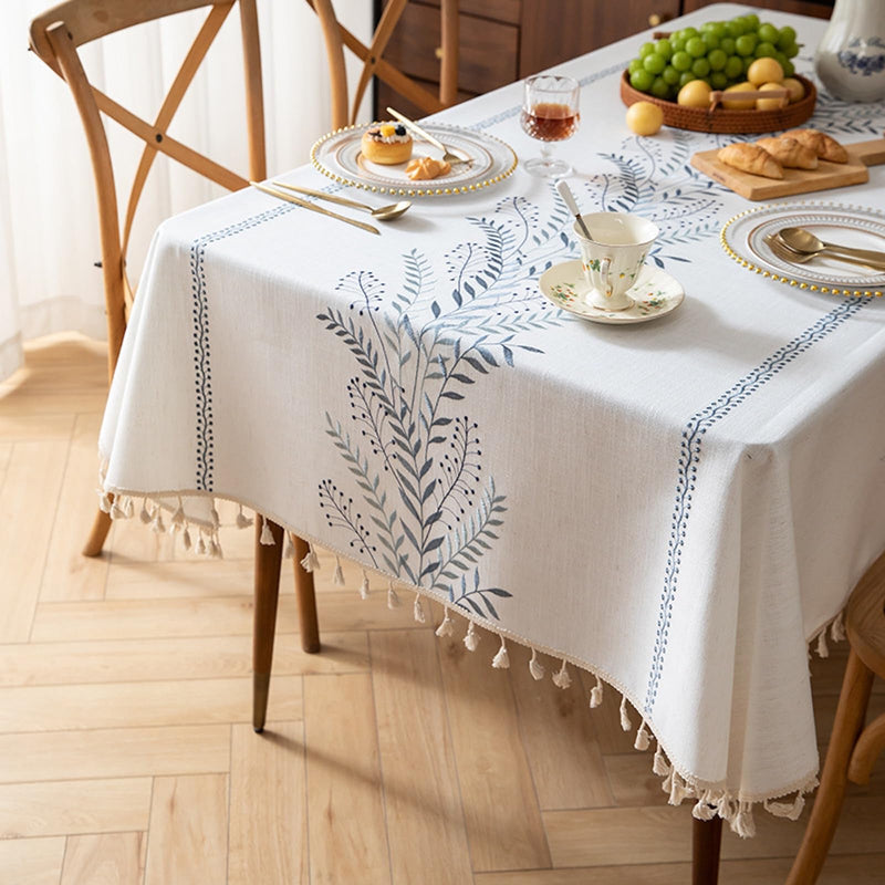 JIKANNOYA テーブルクロス 撥水 おしゃれ テーブルクロス- 長方形 花柄 北欧 テーブル table cloth for dining table 耐熱 防水 防油 汚れ防止 洗濯可能 お手入れ簡単 高級 リネン 長机用 家庭用 業務用 FSZB02