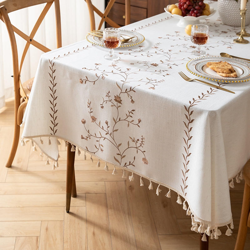 JIKANNOYA テーブルクロス 撥水 おしゃれ テーブルクロス- 長方形 花柄 北欧 テーブル table cloth for dining table 耐熱 防水 防油 汚れ防止 洗濯可能 お手入れ簡単 高級 リネン 長机用 家庭用 業務用 FSZB02