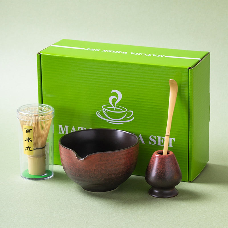 JIKANNOYA 抹茶セット 自宅用 抹茶 セット 茶道具 初心者 お点前セット 抹茶 陶器 抹茶茶碗 注ぎ口付き 茶杓 茶杓立て 茶せん 百本立 茶筅立て くせ直し 綿茶巾 抹茶篩 茶道セット matcha set for beginners お手入れも簡単 母の日 父の日 誕生日 贈り物 おしゃれ 500ml AQCJ67