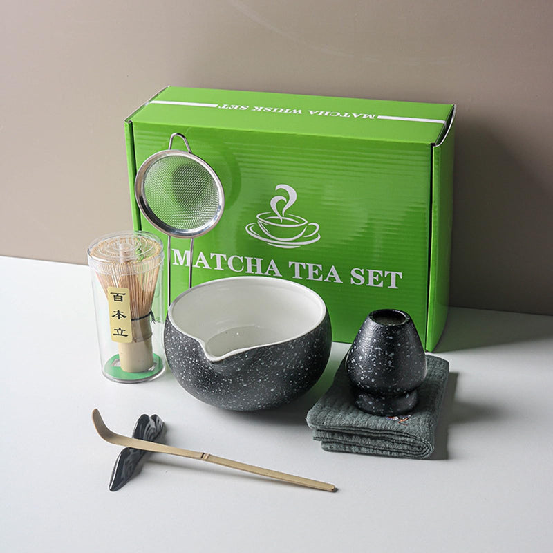 JIKANNOYA 抹茶セット 抹茶 セット 自宅用 茶道具 初心者 お点前セット 抹茶 陶器 抹茶茶碗 注ぎ口付き 茶杓 茶杓立て 茶せん 百本立 茶筅立て くせ直し 綿茶巾 抹茶篩 茶道セット matcha set for beginners お手入れも簡単 母の日 父の日 誕生日 贈り物セット おしゃれ 500ml AQCJ65