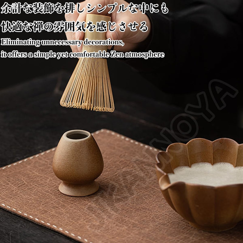 JIKANNOYA 抹茶セット 抹茶 セット 自宅用 茶道具 初心者 お点前セット 抹茶 陶器 抹茶茶碗 茶杓 茶杓立て 茶せん 百本立 茶筅立て くせ直し 綿茶巾 抹茶篩 茶道セット matcha set for beginners お手入れも簡単 母の日 父の日 誕生日 贈り物 おしゃれ 350ml AQCJ90