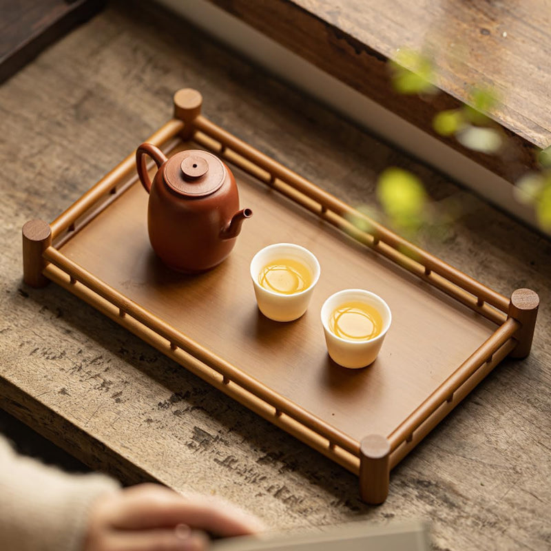 JIKANNOYA トレー お盆 竹製 滑らないトレー 天然竹 多目的トレイ 小物入れ 北欧 トレイ カフェトレー コースター 茶托 ティートレー 前菜プレート ランチョン お膳 お茶 食事用 卓上用トレイ 定食用 多機能 便利 家庭用 業務用 AQTP26-b