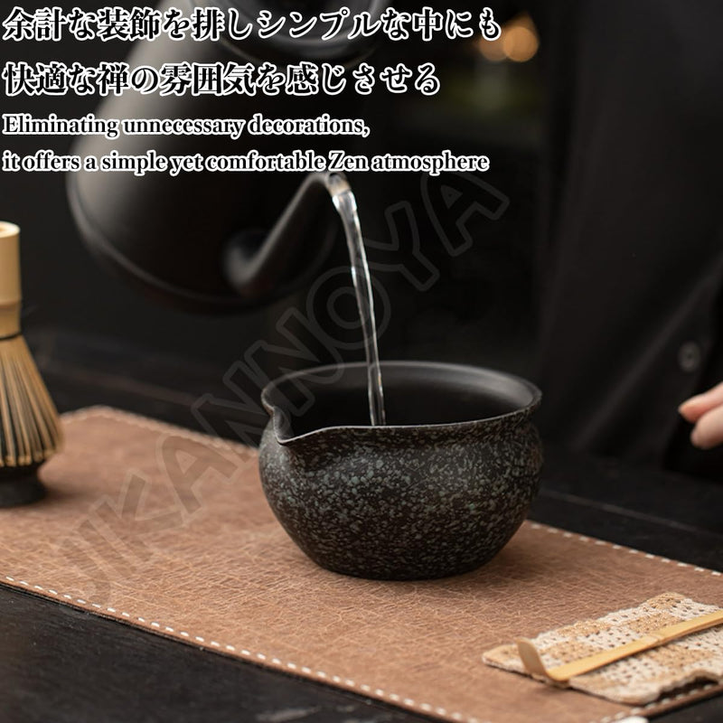 JIKANNOYA 抹茶セット 茶道具 初心者 自宅用 お点前セット matcha set 茶道 茶器 茶杓 茶筅 茶せん 百本立 茶筅立て くせ直し 抹茶篩 綿茶巾 陶器茶杓立て お手入れも簡単 持ち運び アウトドア 母の日 父の日 誕生日 贈り物 人気 おしゃれ 4点セット AQCJ70