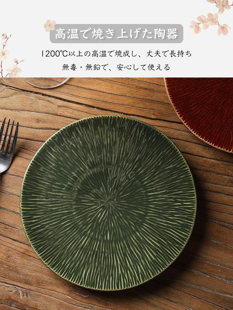 JIKANNOYA 皿 丸皿 焼物皿 ケーキ皿 パスタ皿 プレート 焼き物皿 デザートプレート 取り皿 刺身皿 和食器 和皿 魚 お皿 食器 魚焼き器 dish 大皿 丸 陶器 陶盤 割れない 耐熱 電子レンジ 食洗機対応 和風 あじわい おしゃれ 業務用 レストラン 居酒屋 TCPYX15