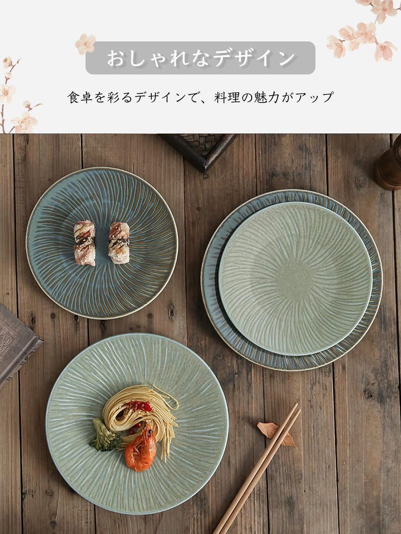 JIKANNOYA 皿 丸皿 焼物皿 ケーキ皿 パスタ皿 プレート 焼き物皿 デザートプレート 取り皿 刺身皿 和食器 和皿 魚 お皿 食器 魚焼き器 dish 大皿 丸 陶器 陶盤 割れない 耐熱 電子レンジ 食洗機対応 和風 あじわい おしゃれ 業務用 レストラン 居酒屋 TCPYX10