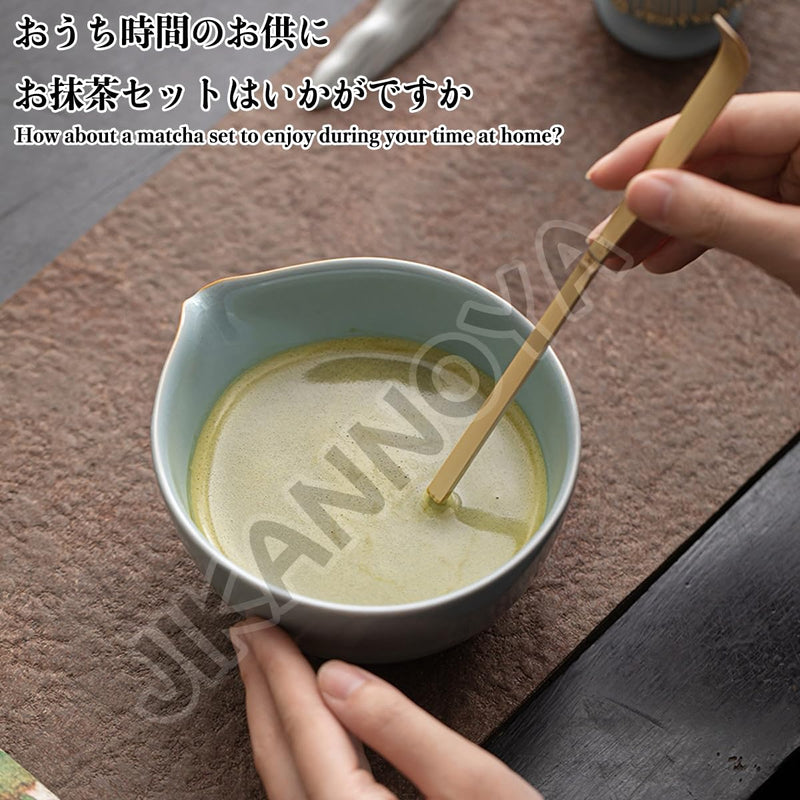 JIKANNOYA 抹茶 セット 抹茶セット 自宅用 茶道具 初心者 お点前セット 抹茶 陶器 抹茶茶碗 茶杓 茶杓立て 茶せん 百本立 茶筅立て くせ直し 綿茶巾 抹茶篩 茶道セット matcha set for beginners お手入れも簡単 母の日 父の日 誕生日 贈り物 おしゃれ AQCJ107