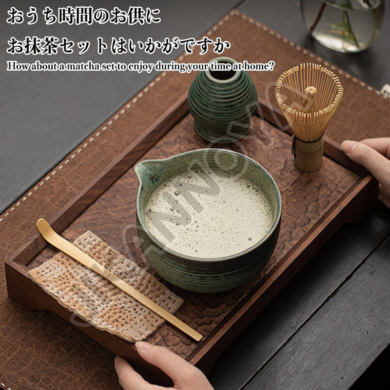 JIKANNOYA 抹茶セット 抹茶 セット 自宅用 茶道具 初心者 お点前セット 抹茶 陶器 抹茶茶碗 茶杓 茶杓立て 茶せん 百本立 茶筅立て くせ直し 綿茶巾 抹茶篩 茶道セット matcha set for beginners お手入れも簡単 母の日 父の日 誕生日 贈り物 おしゃれ 550ml AQCJ100