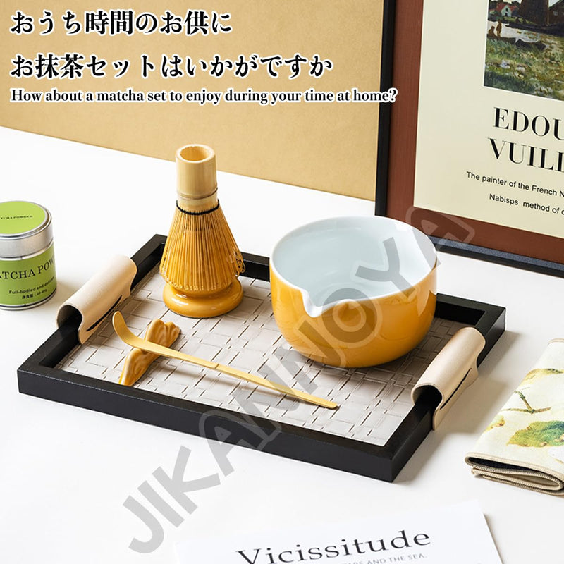JIKANNOYA 抹茶セット 自宅用 抹茶 セット 茶道具 初心者 お点前セット 陶器 抹茶 抹茶茶碗 茶杓 茶杓立て 茶せん 百本立 茶筅立て くせ直し 綿茶巾 抹茶篩 茶道セット matcha set for beginners お手入れも簡単 母の日 父の日 誕生日 贈り物セット ギフトボックス包装 AQCJ63